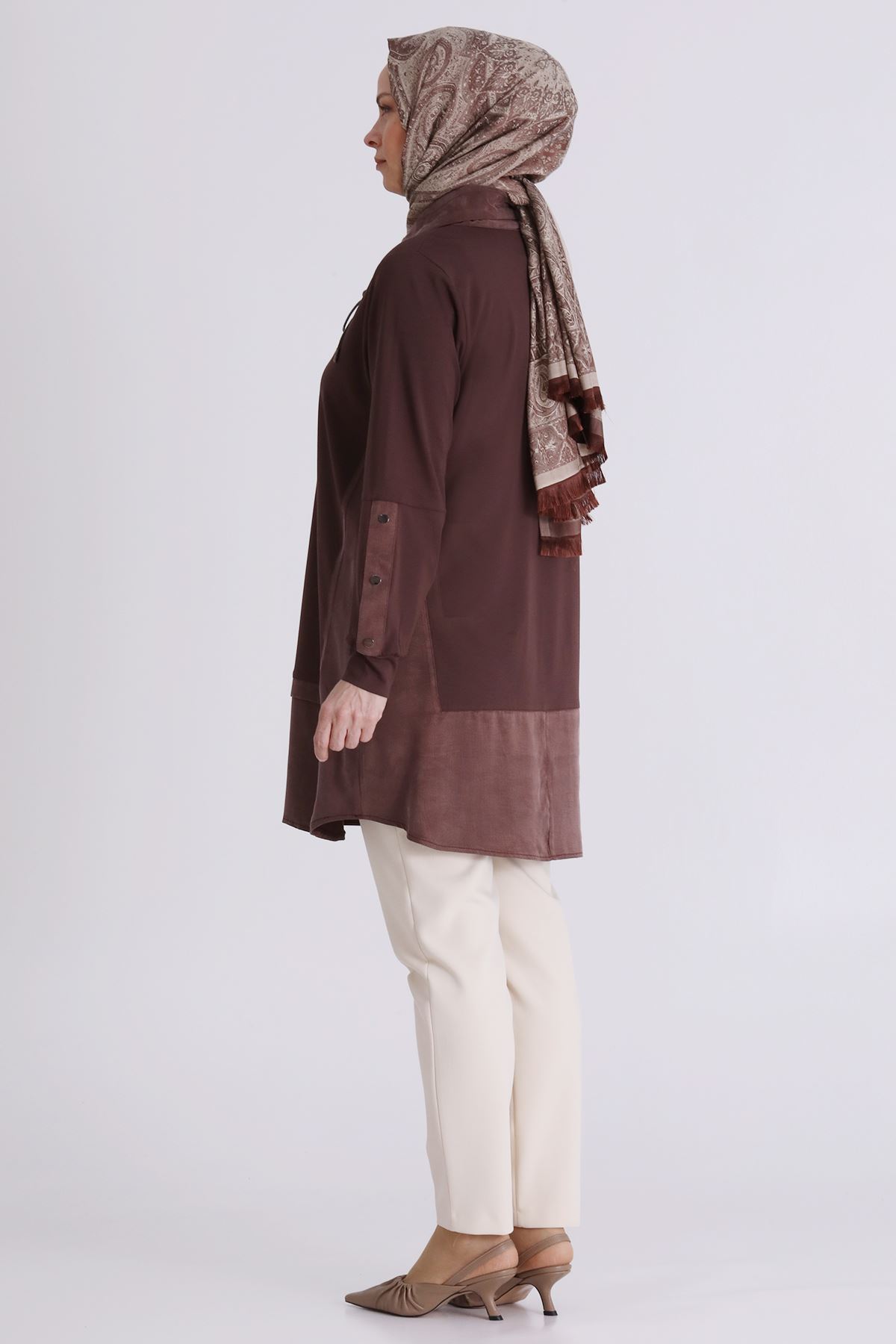 Büyük Beden Tesettür Tunik 20136 Kahve