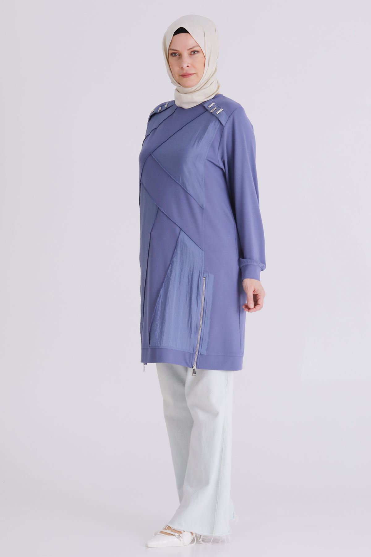 Büyük Beden Tesettür Tunik 20135 Morcivert