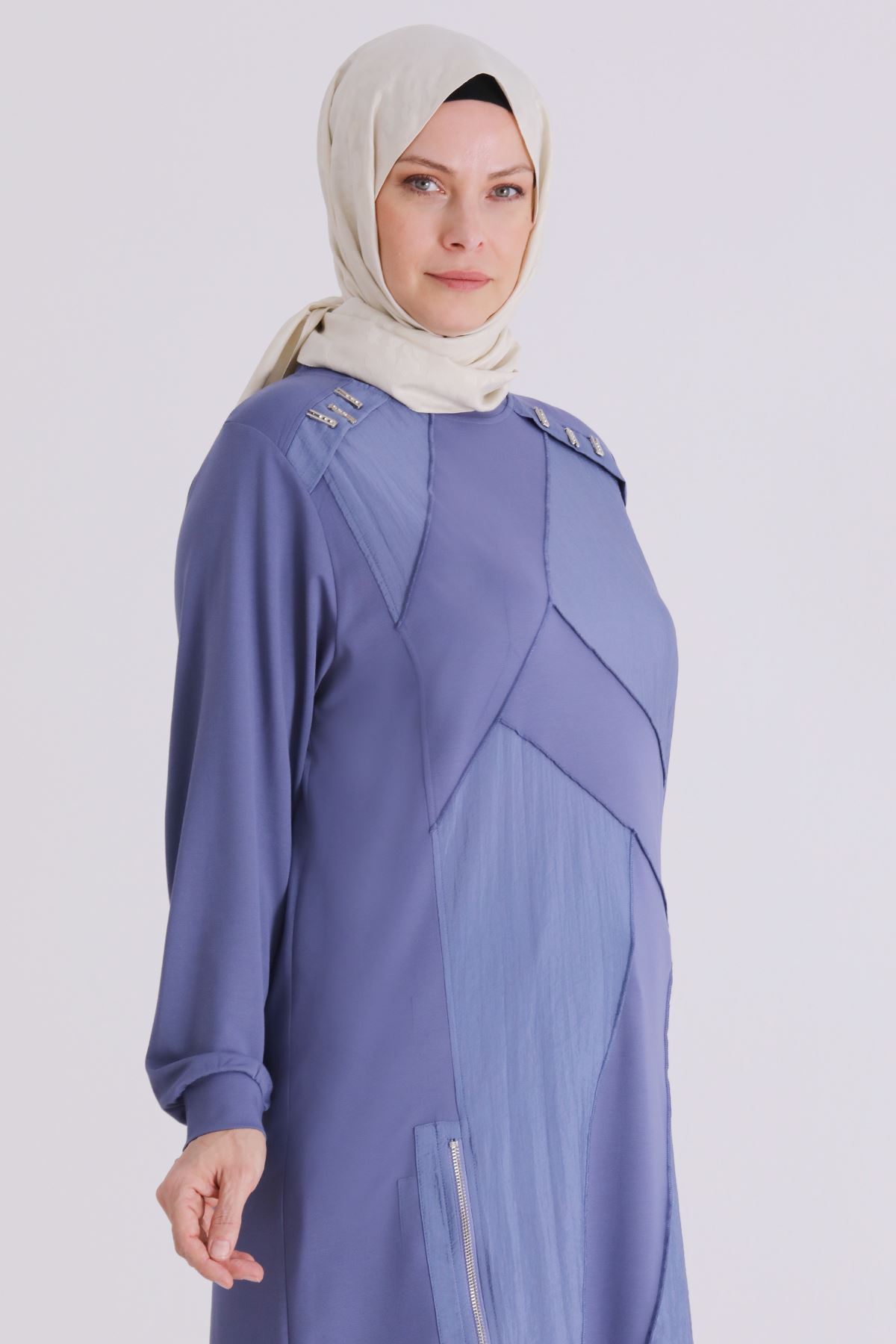 Büyük Beden Tesettür Tunik 20135 Morcivert