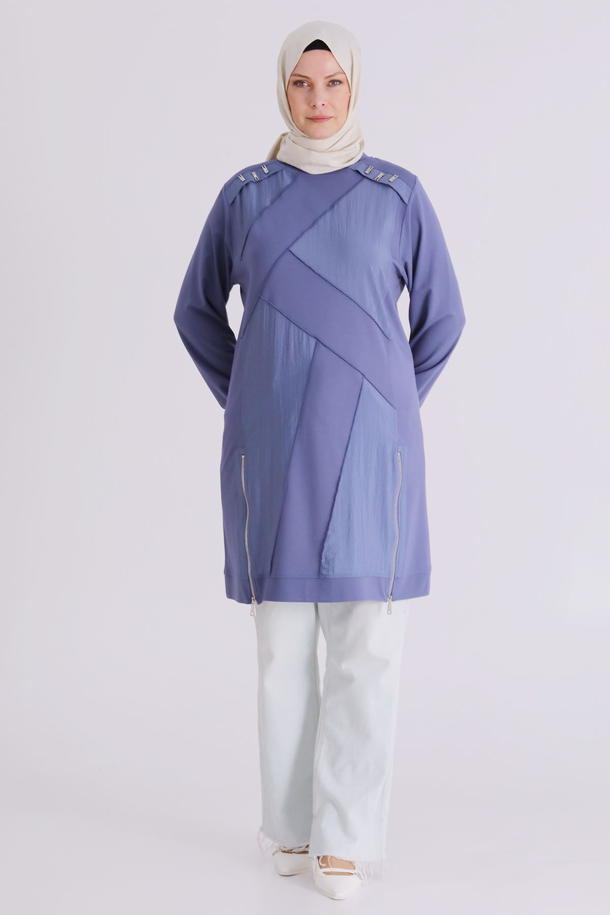 Büyük Beden Tesettür Tunik 20135 Morcivert