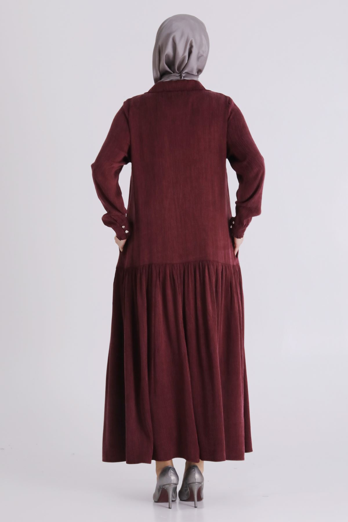 Büyük Beden Tesettür Elbise 75009 Bordo