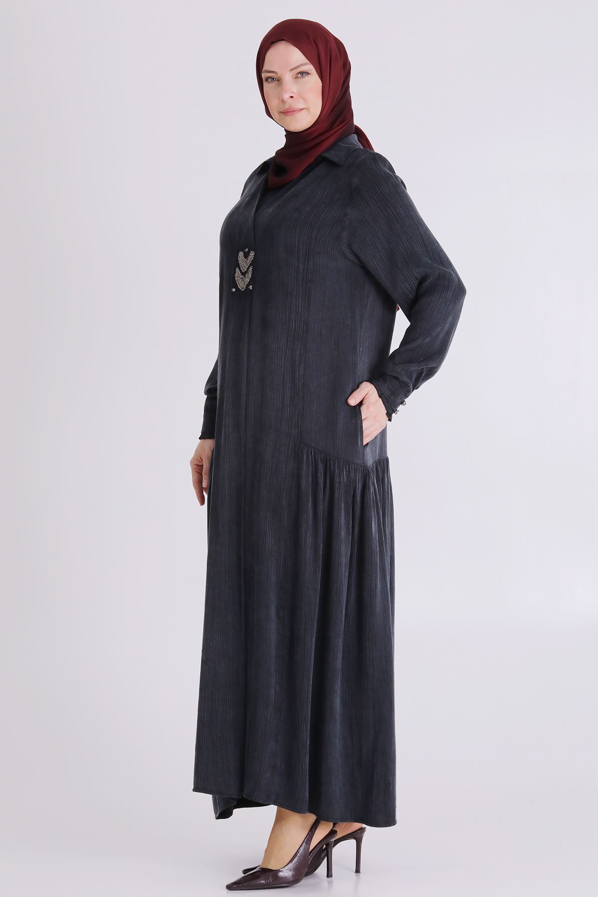 Büyük Beden Tesettür Elbise 75009 Siyah