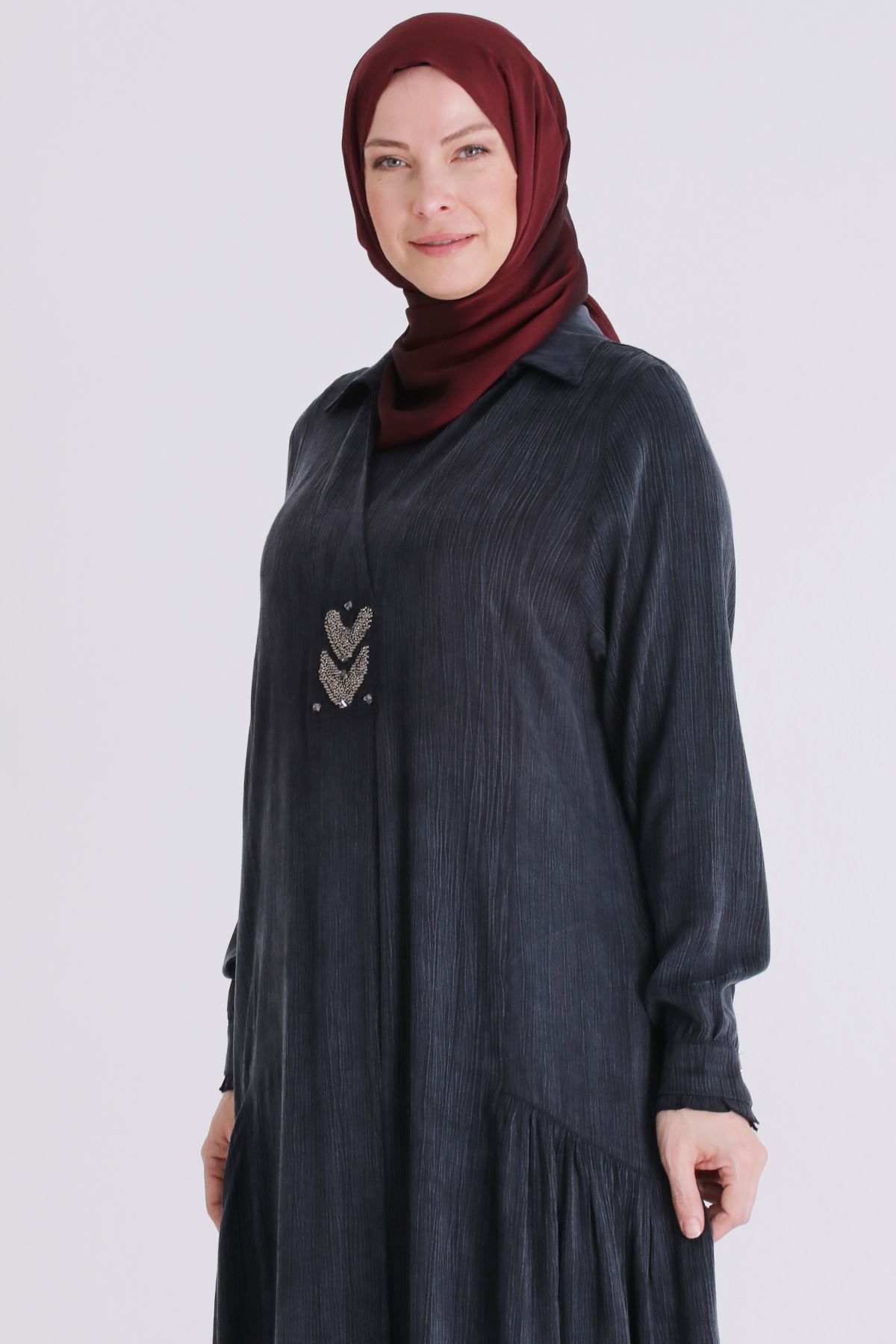 Büyük Beden Tesettür Elbise 75009 Siyah