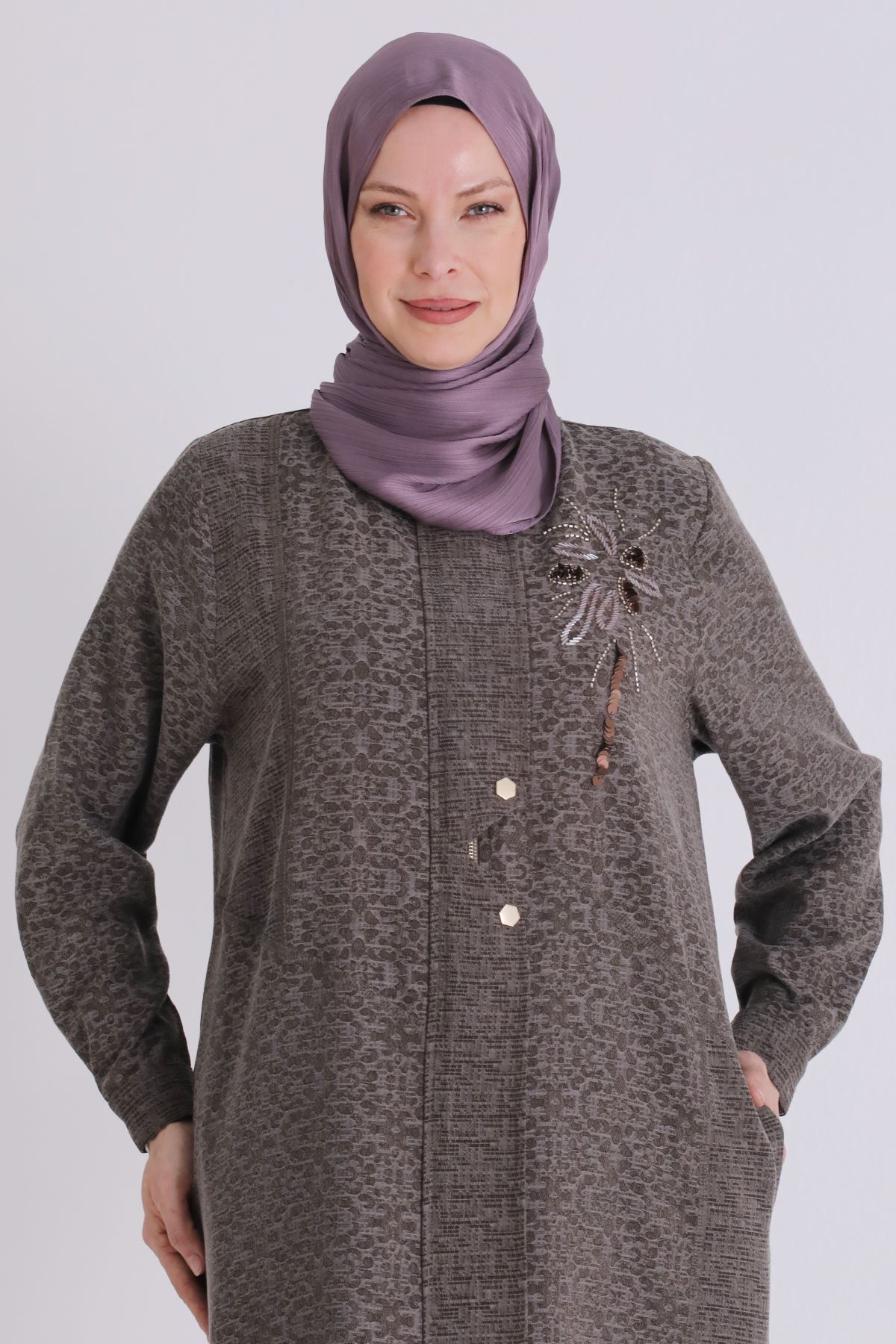 Büyük Beden Tesettür Kap 25150 Koyu Vizon