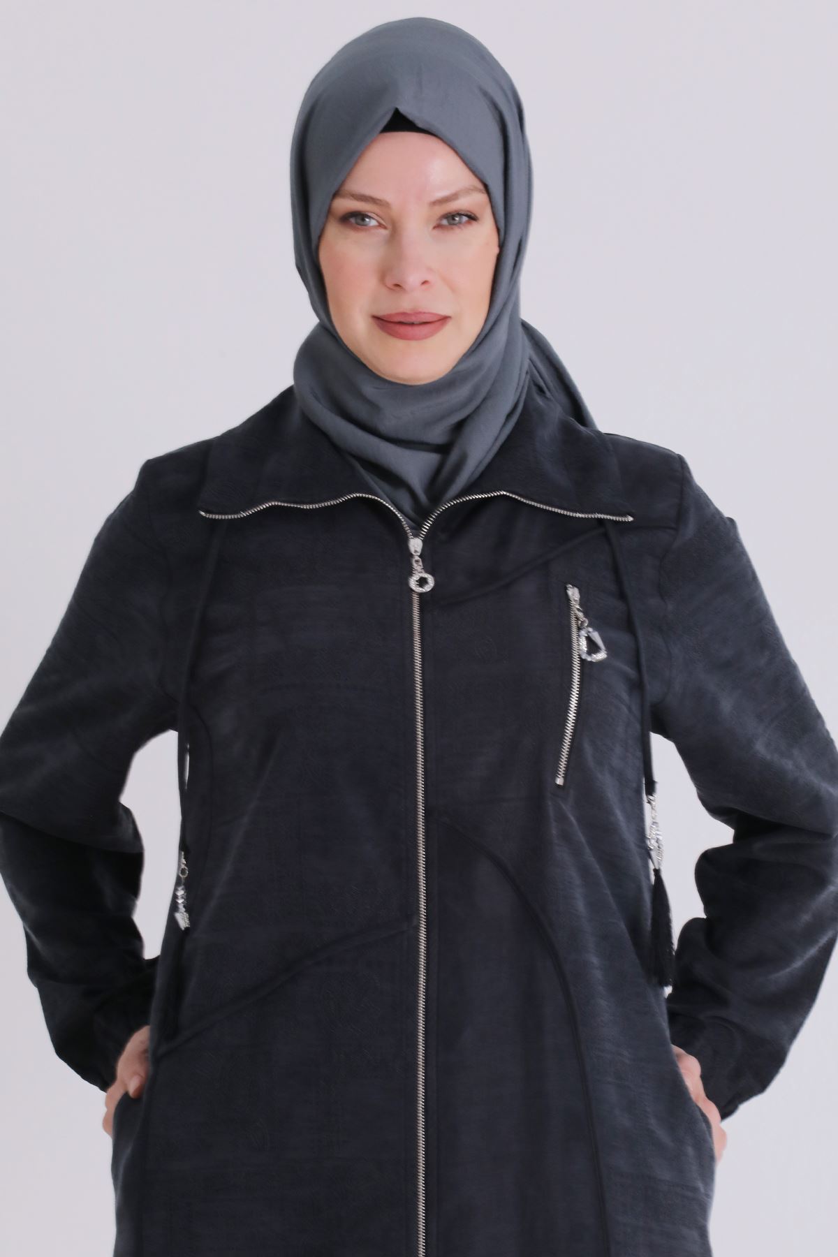 Büyük Beden Tesettür Pantolonlu Takım 35150 Siyah