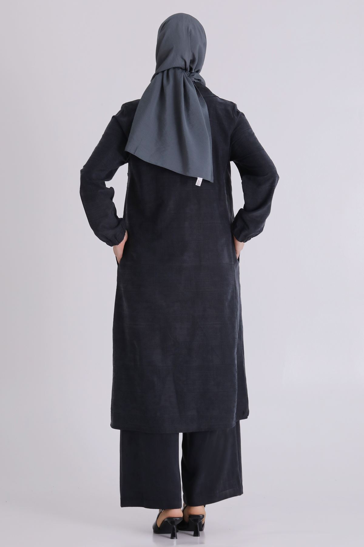 Büyük Beden Tesettür Pantolonlu Takım 35150 Siyah