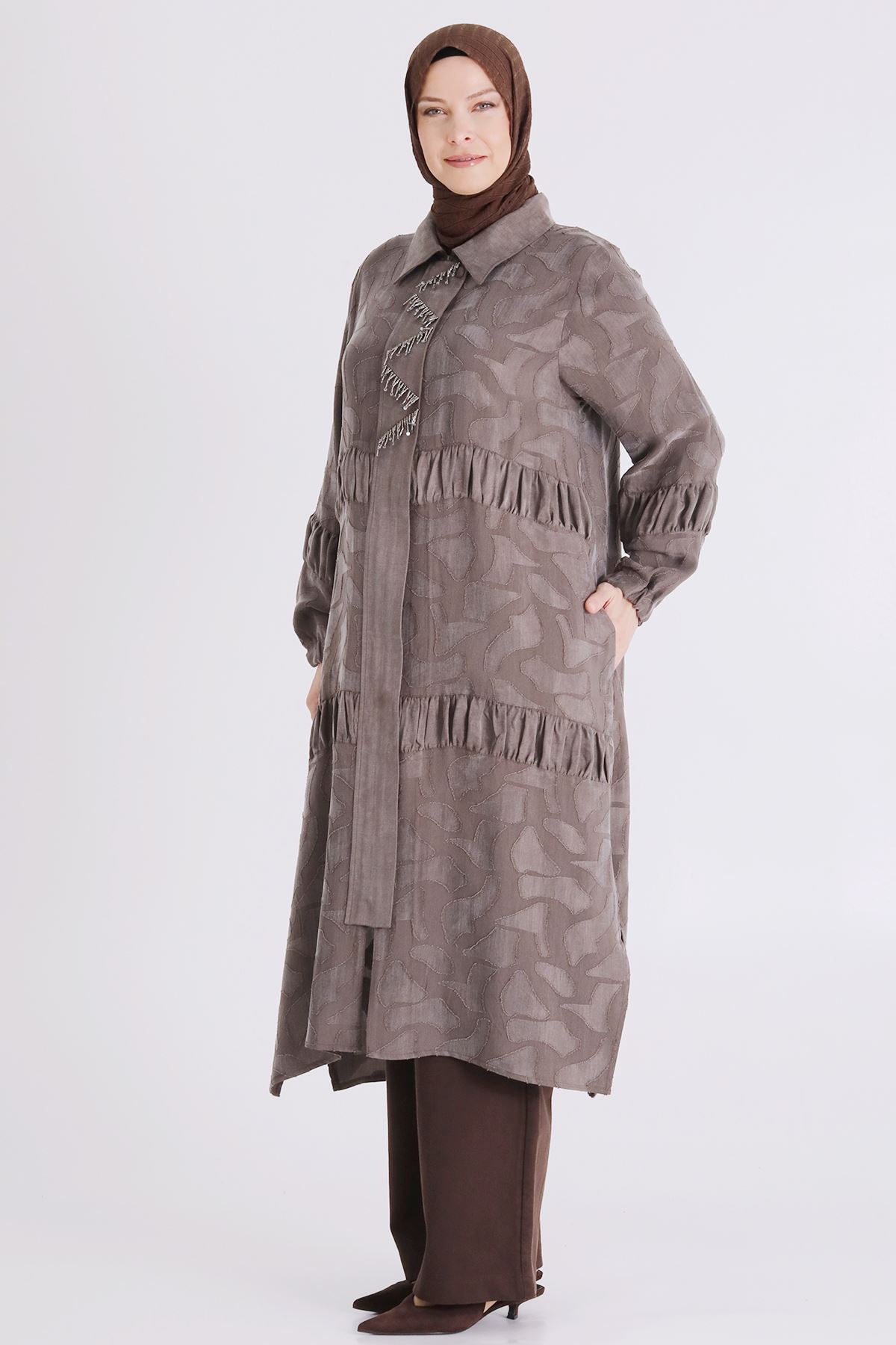 Büyük Beden Tesettür Kap 25145 Koyu Vizon