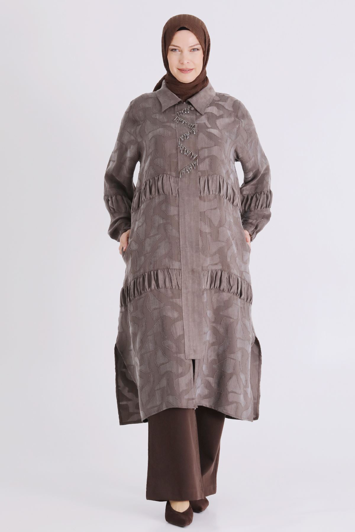 Büyük Beden Tesettür Kap 25145 Koyu Vizon