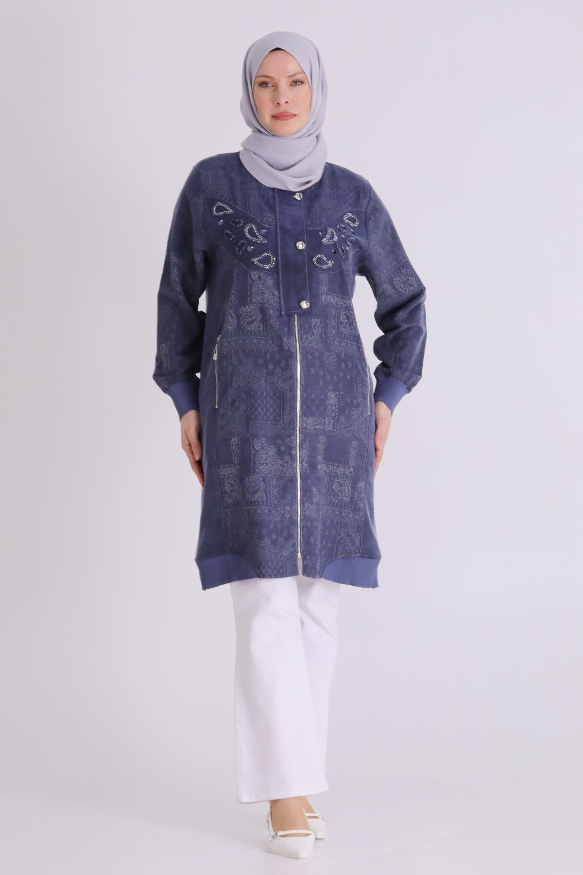 Büyük Beden Tesettür Kap 25149 Denim Mavi
