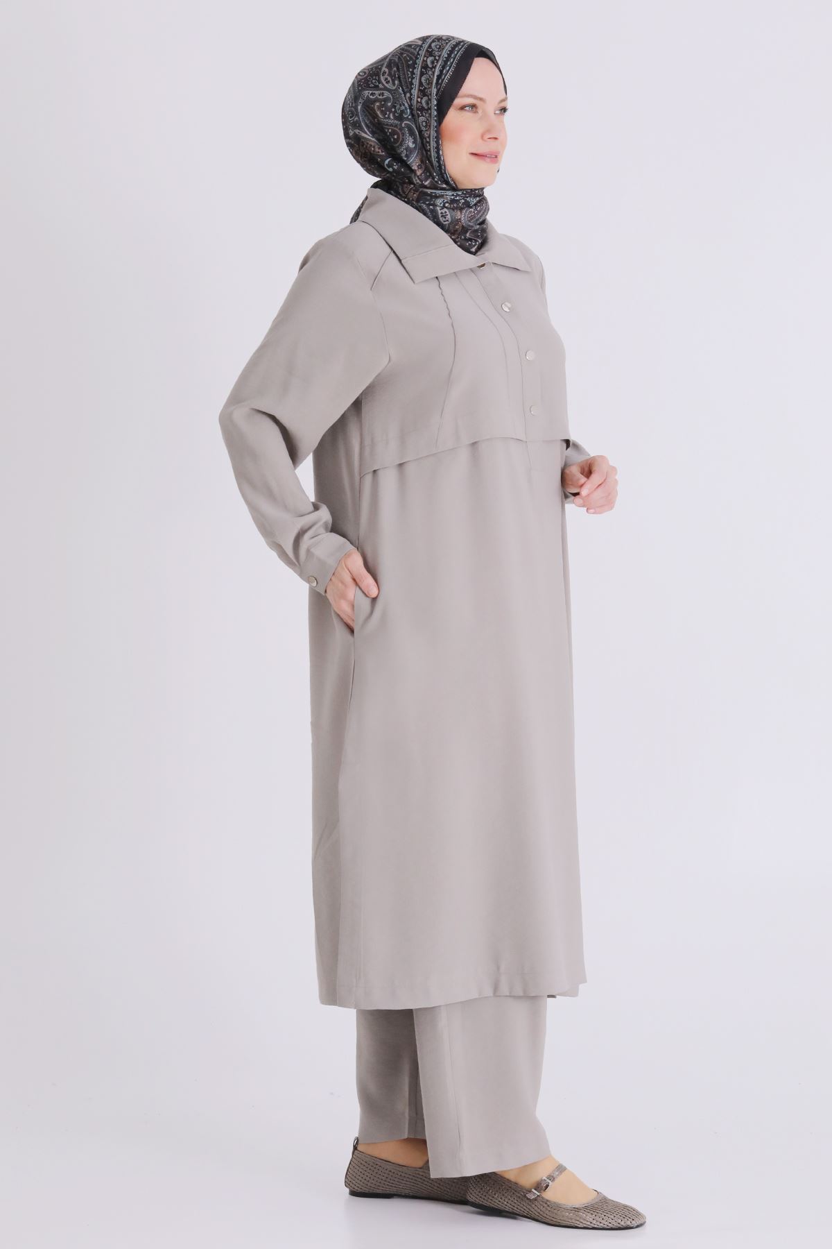 Büyük Beden Tesettür Pantolonlu Takım 3560 Küf