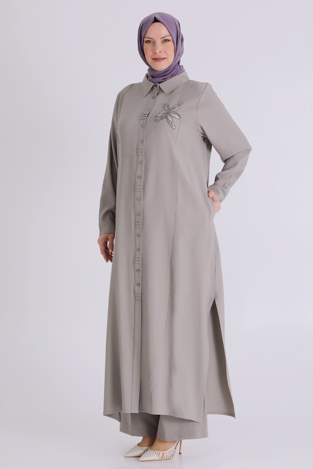 Büyük Beden Tesettür Pantolonlu Takım 3561 Küf