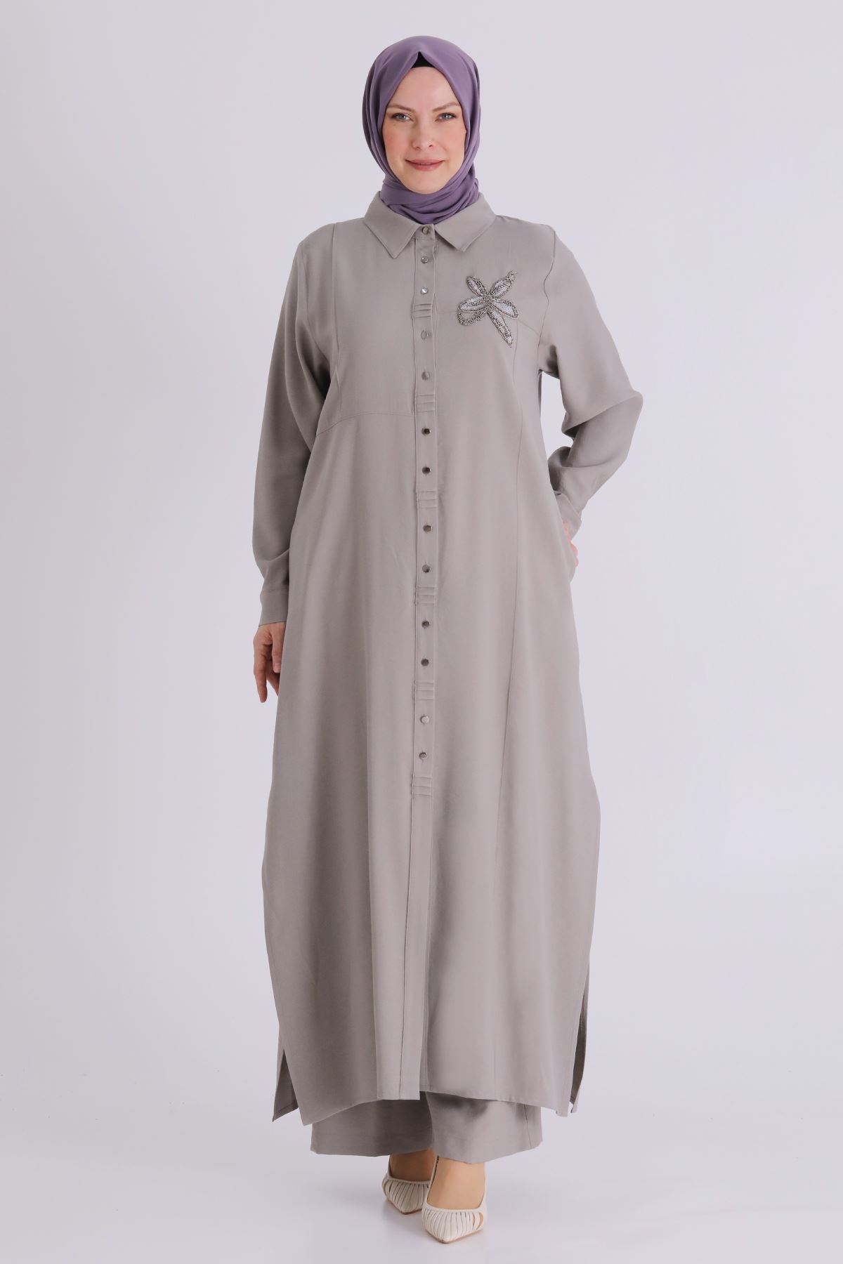 Büyük Beden Tesettür Pantolonlu Takım 3561 Küf