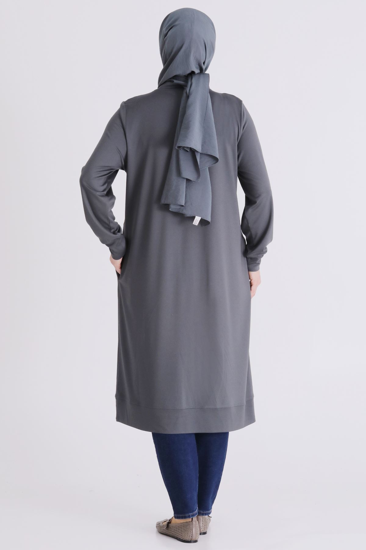 Büyük Beden Tesettür Tunik 2072 Kül Rengi