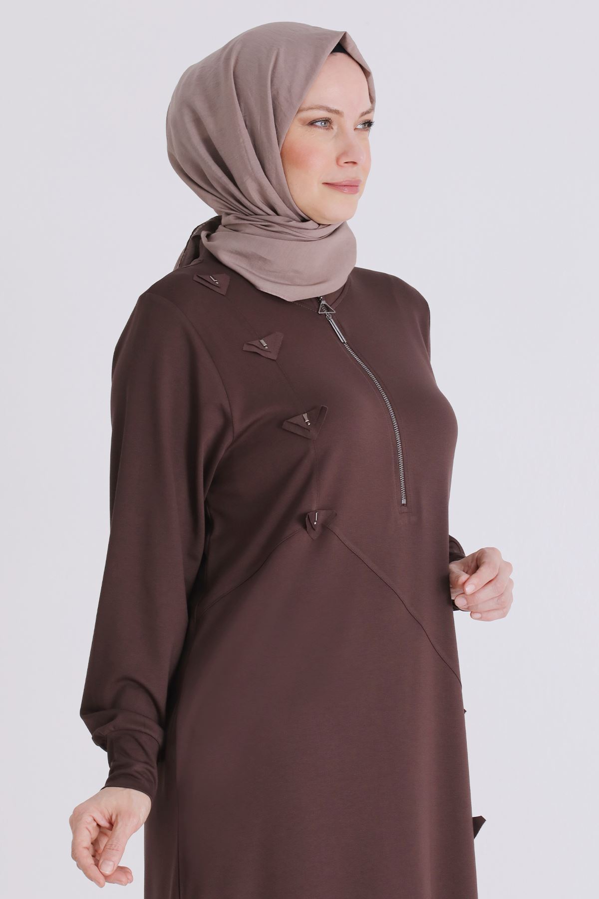 Büyük Beden Tesettür Tunik 2072 Kahve