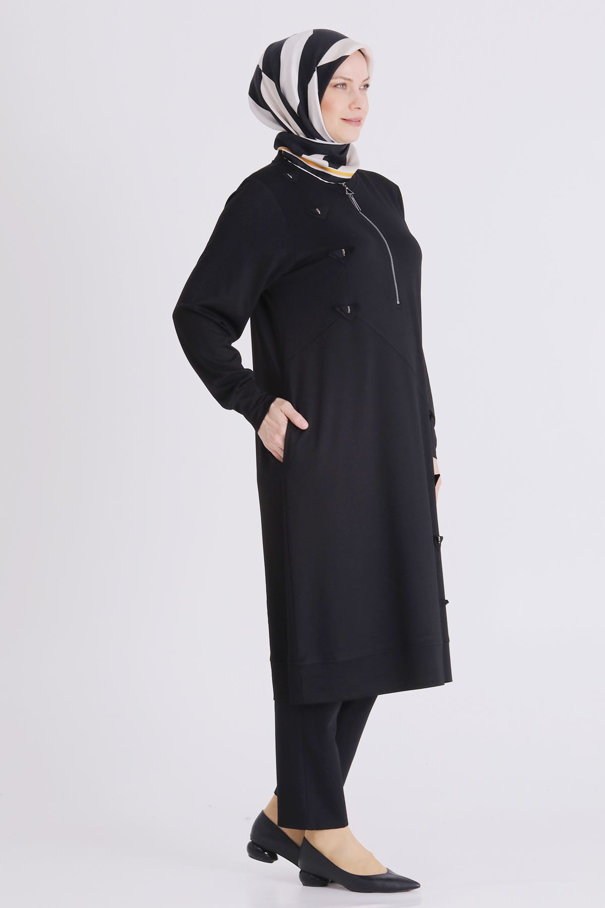 Büyük Beden Tesettür Tunik 2072 Siyah