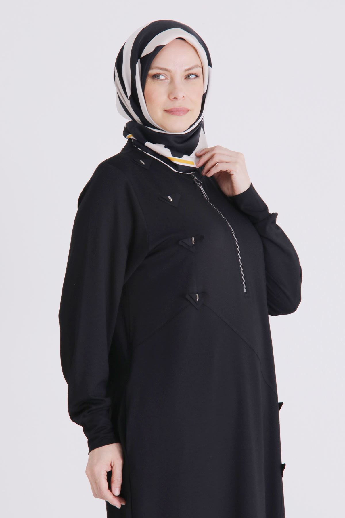 Büyük Beden Tesettür Tunik 2072 Siyah