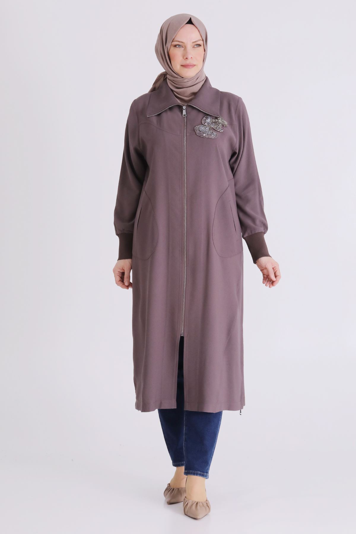 Büyük Beden Tesettür Kap 2556 Kakao