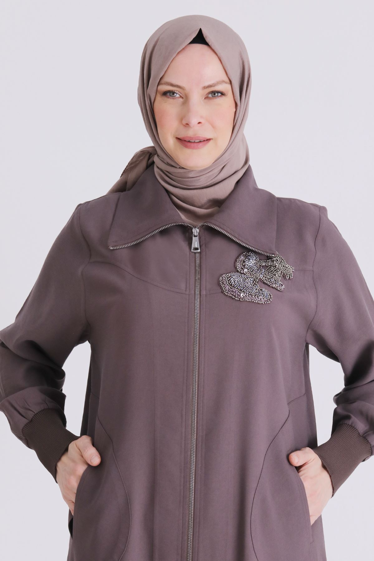 Büyük Beden Tesettür Kap 2556 Kakao