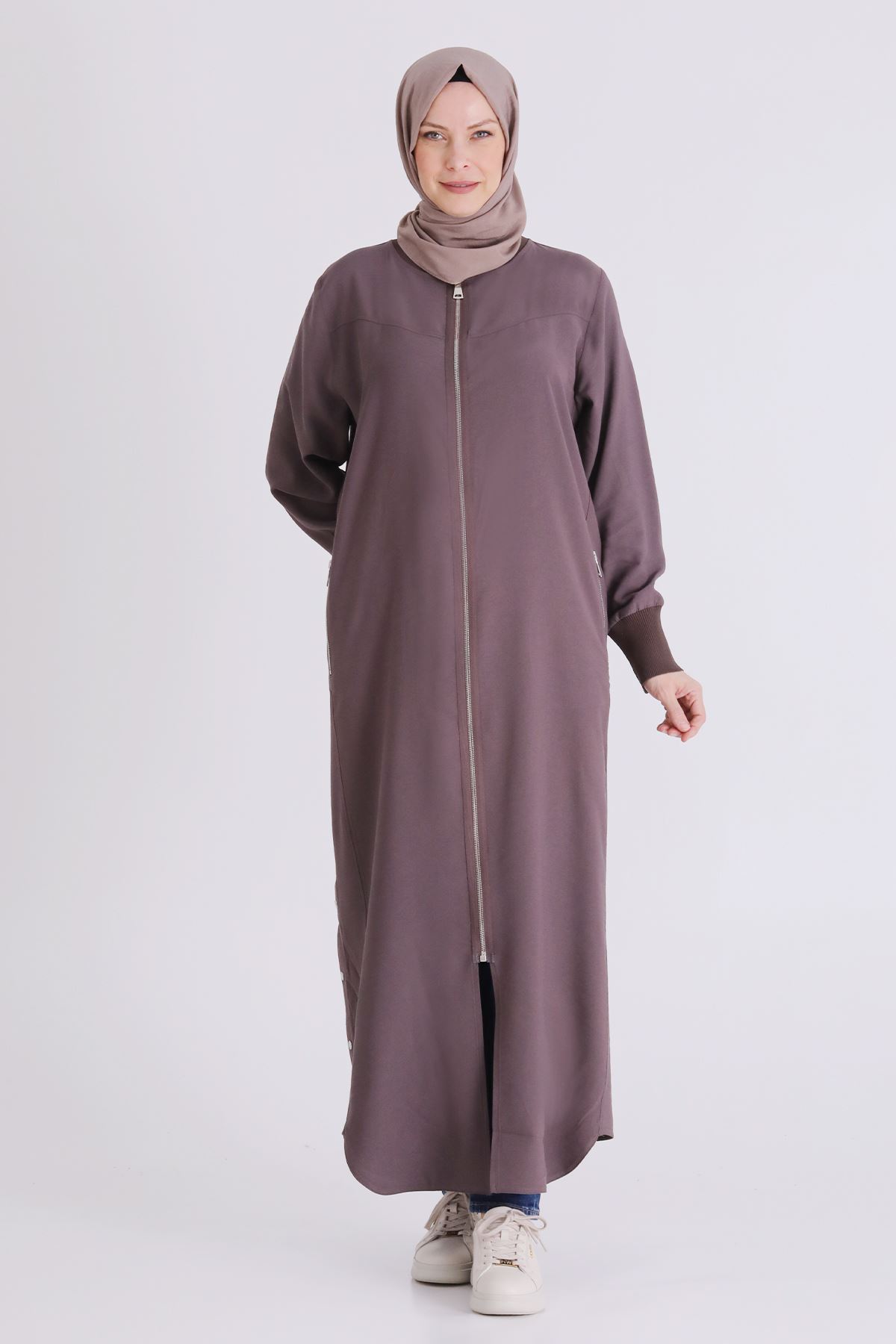 Büyük Beden Tesettür Ferace 2829 Kakao