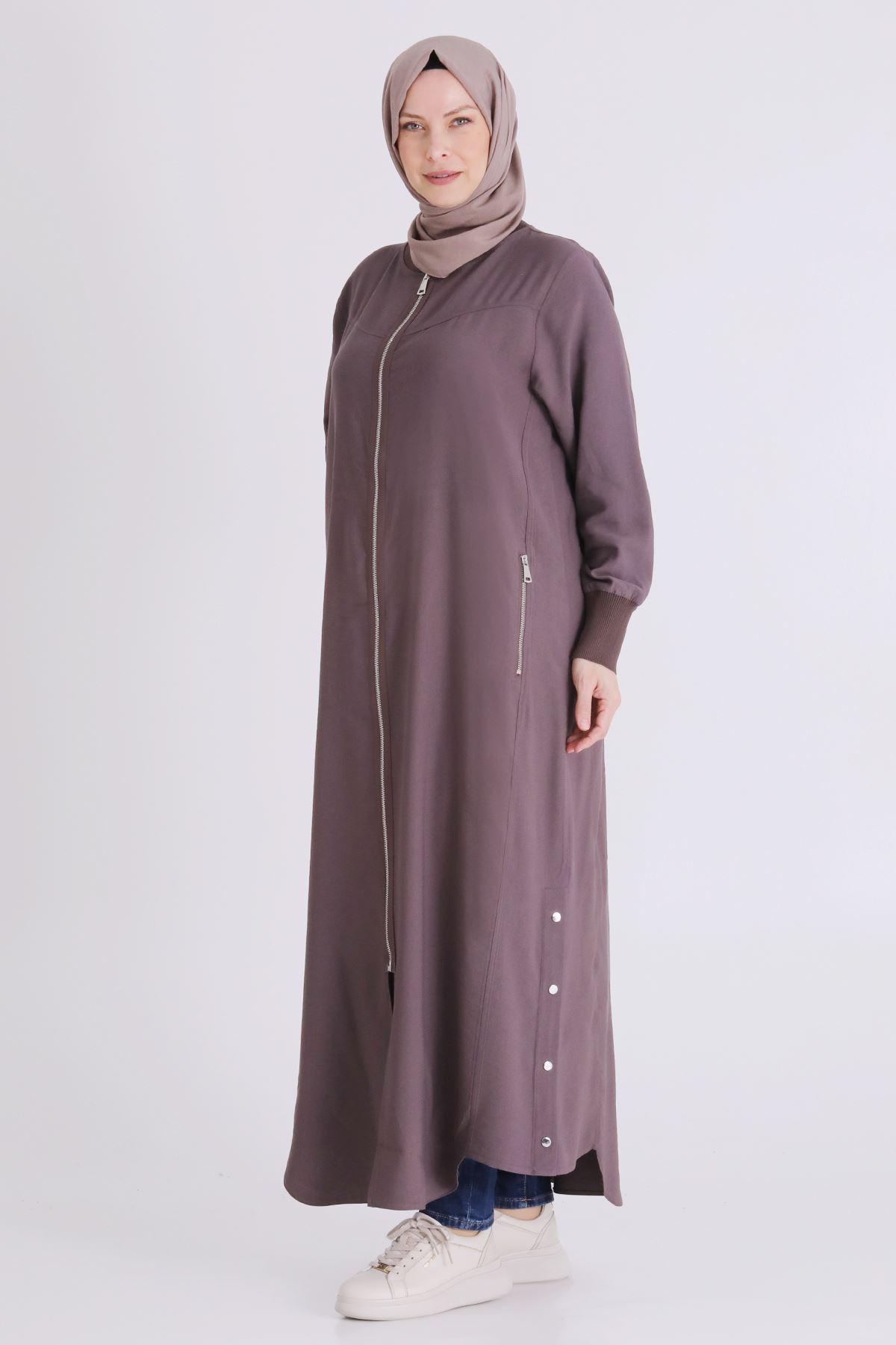 Büyük Beden Tesettür Ferace 2829 Kakao