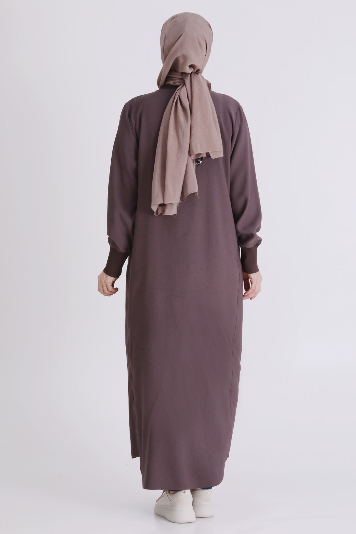 Büyük Beden Tesettür Ferace 2829 Kakao