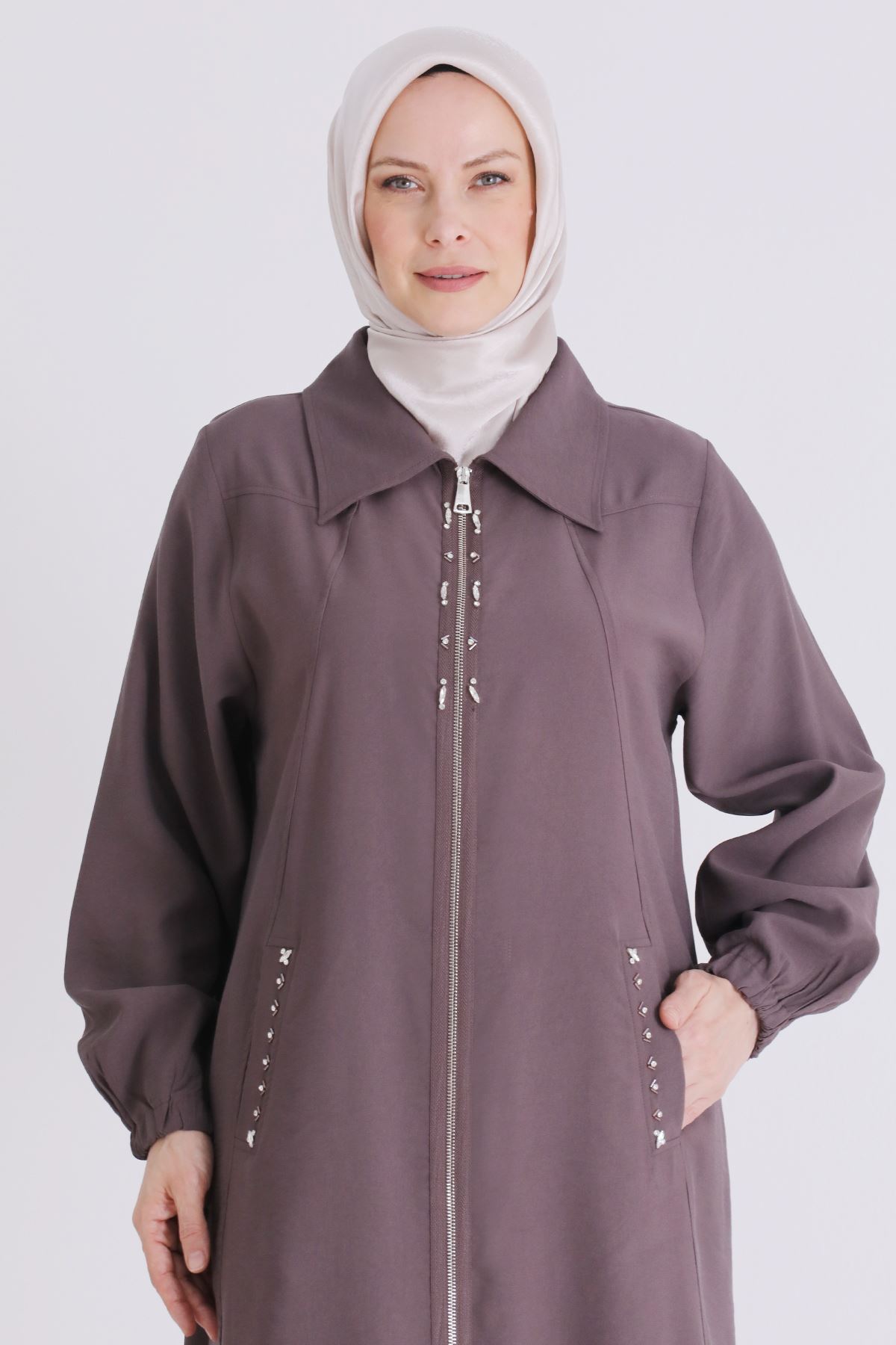 Büyük Beden Tesettür Kap 2555 Kakao