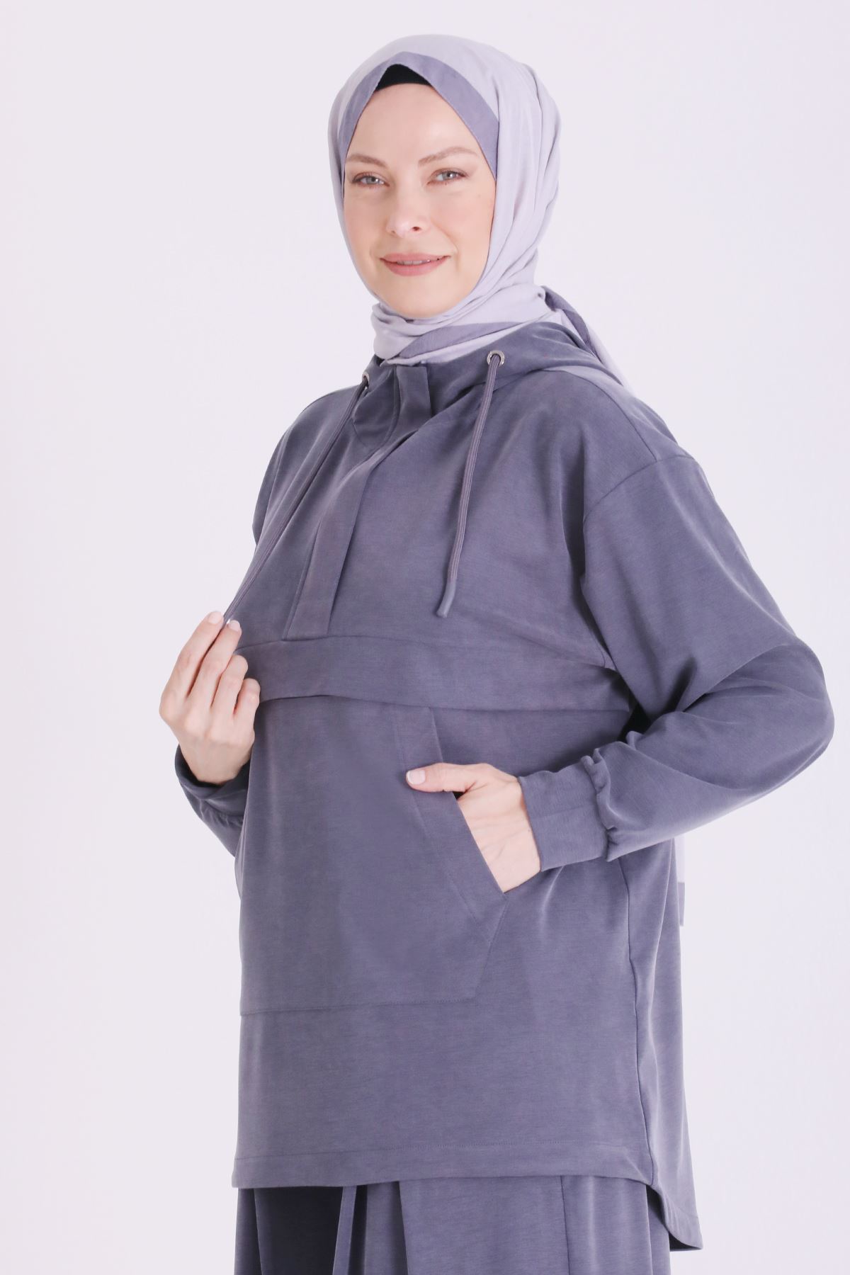 Büyük Beden Tesettür Pantolonlu Takım 3562 Lacivert