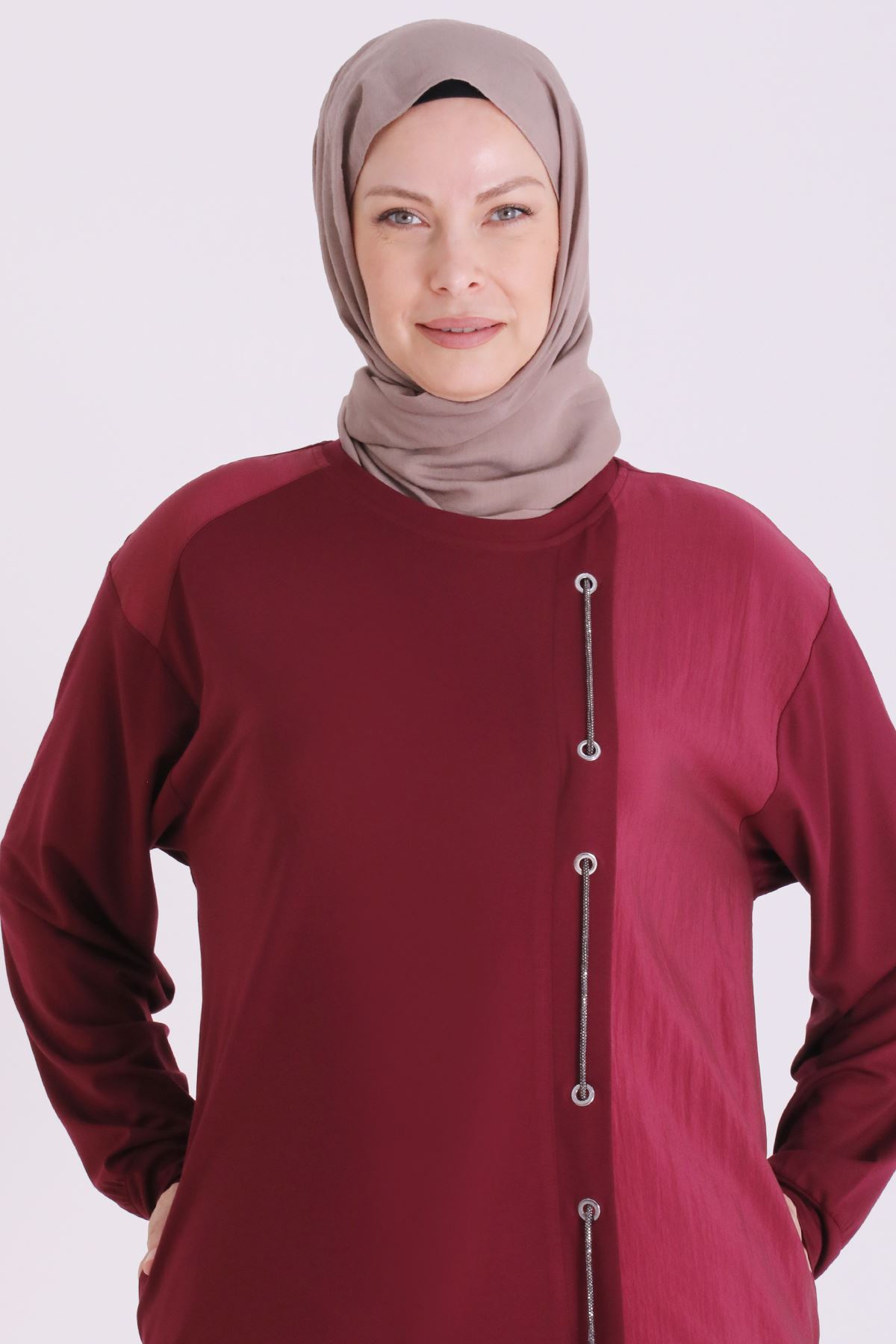 Büyük Beden Tesettür Tunik 2073 Bordo