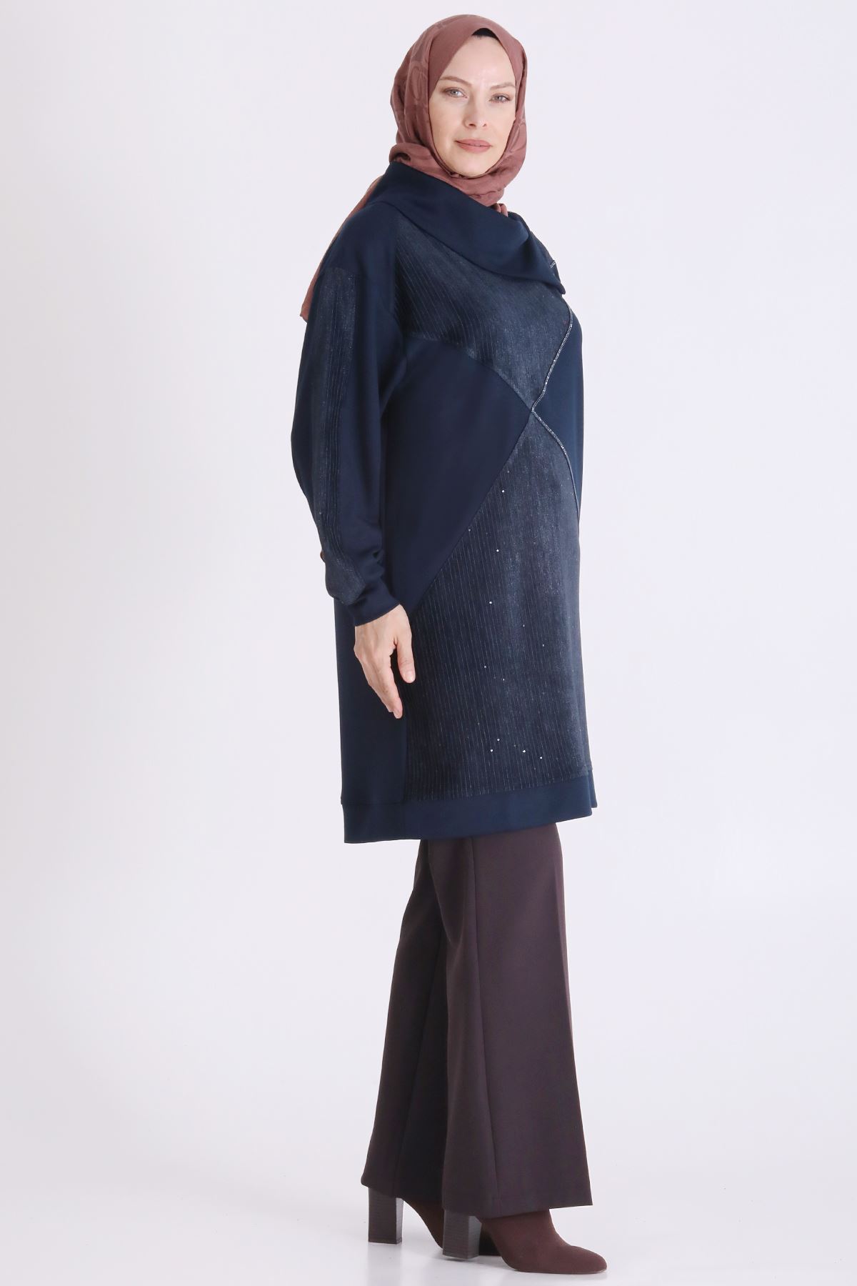 Büyük Beden Tesettür Tunik 2086 Lacivert