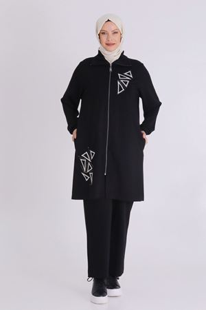 Büyük Beden Tesettür Pantolonlu Takım 3549 Siyah
