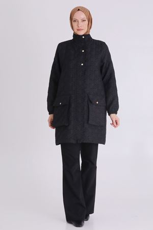 Büyük Beden Tesettür Kapitone Kap 2550 Siyah