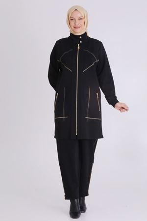 Büyük Beden Tesettür Pantolonlu Takım 35134 Siyah