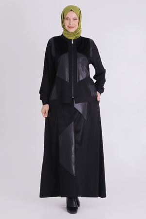 Büyük Beden Tesettür Etekli Takım 35137 Siyah