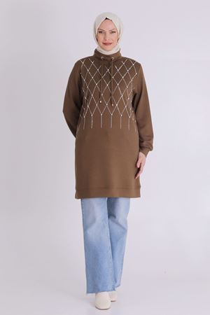 Büyük Beden Tesettür Tunik 2062 Vizon