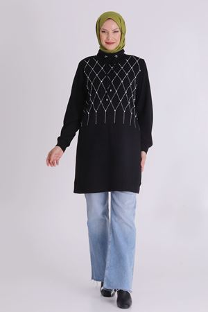Büyük Beden Tesettür Tunik 2062 Siyah