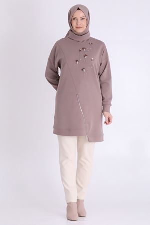 Büyük Beden Tesettür Tunik 20127 Kestane