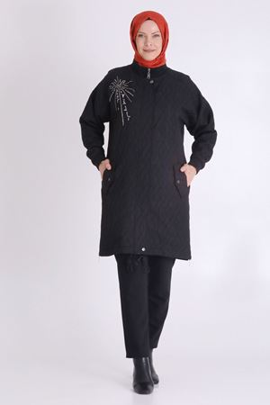 Büyük Beden Tesettür Kapitone Kap 25134 Siyah