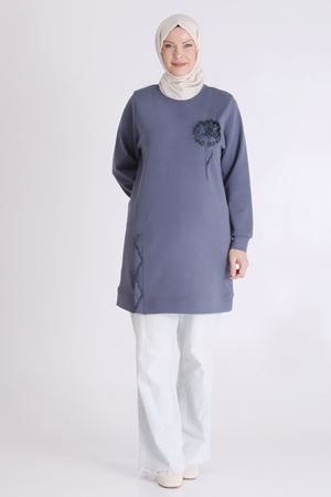 Büyük Beden Tesettür Tunik 20126 Duman Mavi
