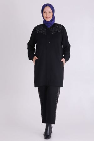 Büyük Beden Tesettür Pantolonlu Takım 3553 Siyah