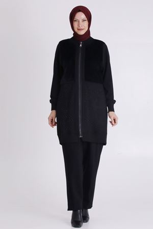 Büyük Beden Tesettür Pantolonlu Takım 35138 Siyah