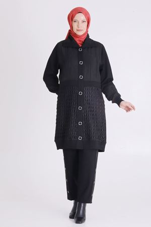 Büyük Beden Tesettür Pantolonlu Takım 35140 Siyah