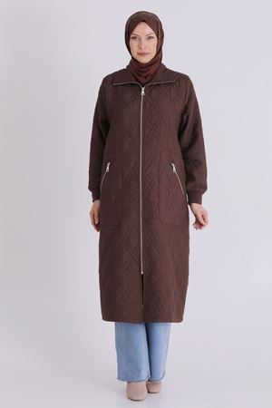 Büyük Beden Tesettür Kapitone Kap 2551 Kakao