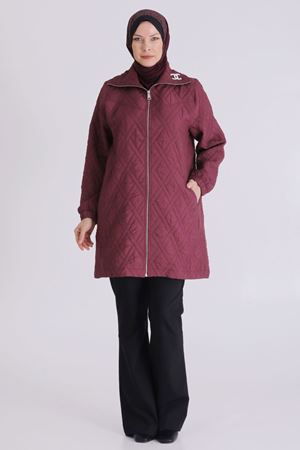 Büyük Beden Tesettür Kapitone Kap 2548 Vişne