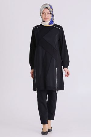 Büyük Beden Tesettür Tunik 20135 Siyah