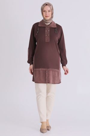 Büyük Beden Tesettür Tunik 20136 Kahve