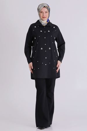 Büyük Beden Tesettür Tunik 2357 Siyah