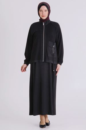 Büyük Beden Tesettür İkili Takım 40014 Siyah