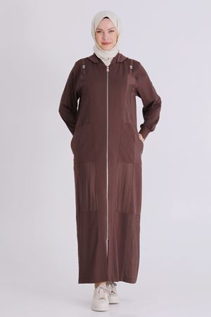 Büyük Beden Tesettür Ferace 28081 Kahve