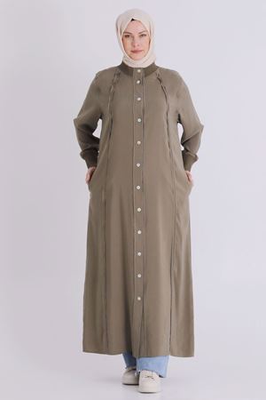 Büyük Beden Tesettür Ferace 2828 Haki