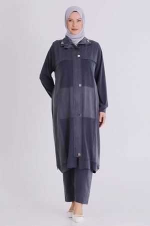 Büyük Beden Tesettür Pantolonlu Takım 35145 Lacivert
